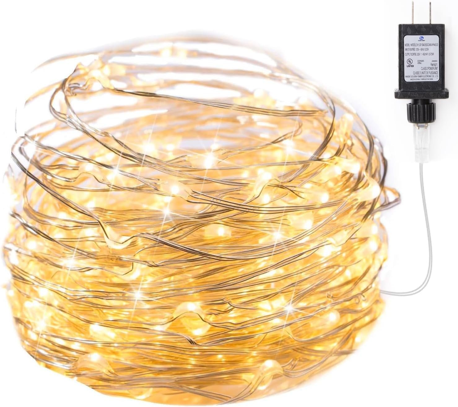 Minetom Fairy Lights Plug in, 33Ft 100 LEDs Waterproof Silver Wire Firefly Lights, Adaptor Included, Starry String Lights for Wedding Indoor Outdoor Christmas Patio Garden Decoration, Warm White