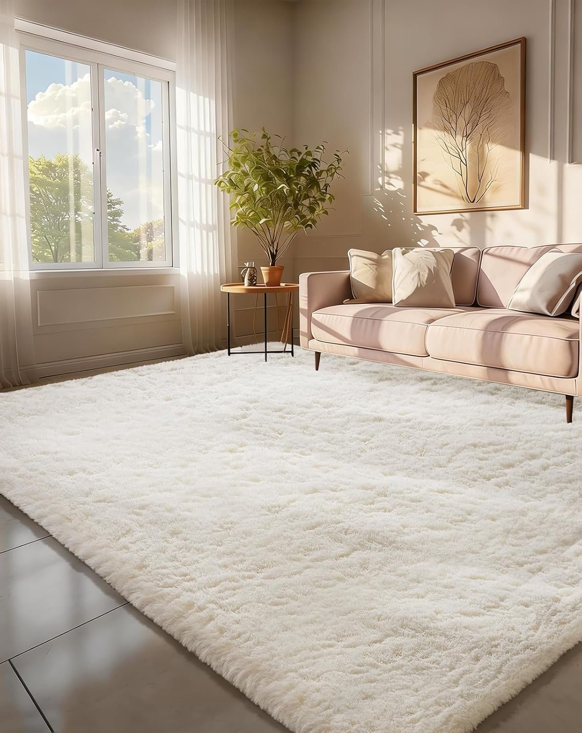 Ophanie 6×9 Area Rugs, Upgrade Non-Slip Fluffy Soft Rugs for Living Room, Large Shag Ivory Fuzzy Plush Rug, Shaggy Big Carpets for Bedroom, Kids Boys Girls Dorm Nursery Home Decor Aesthetic