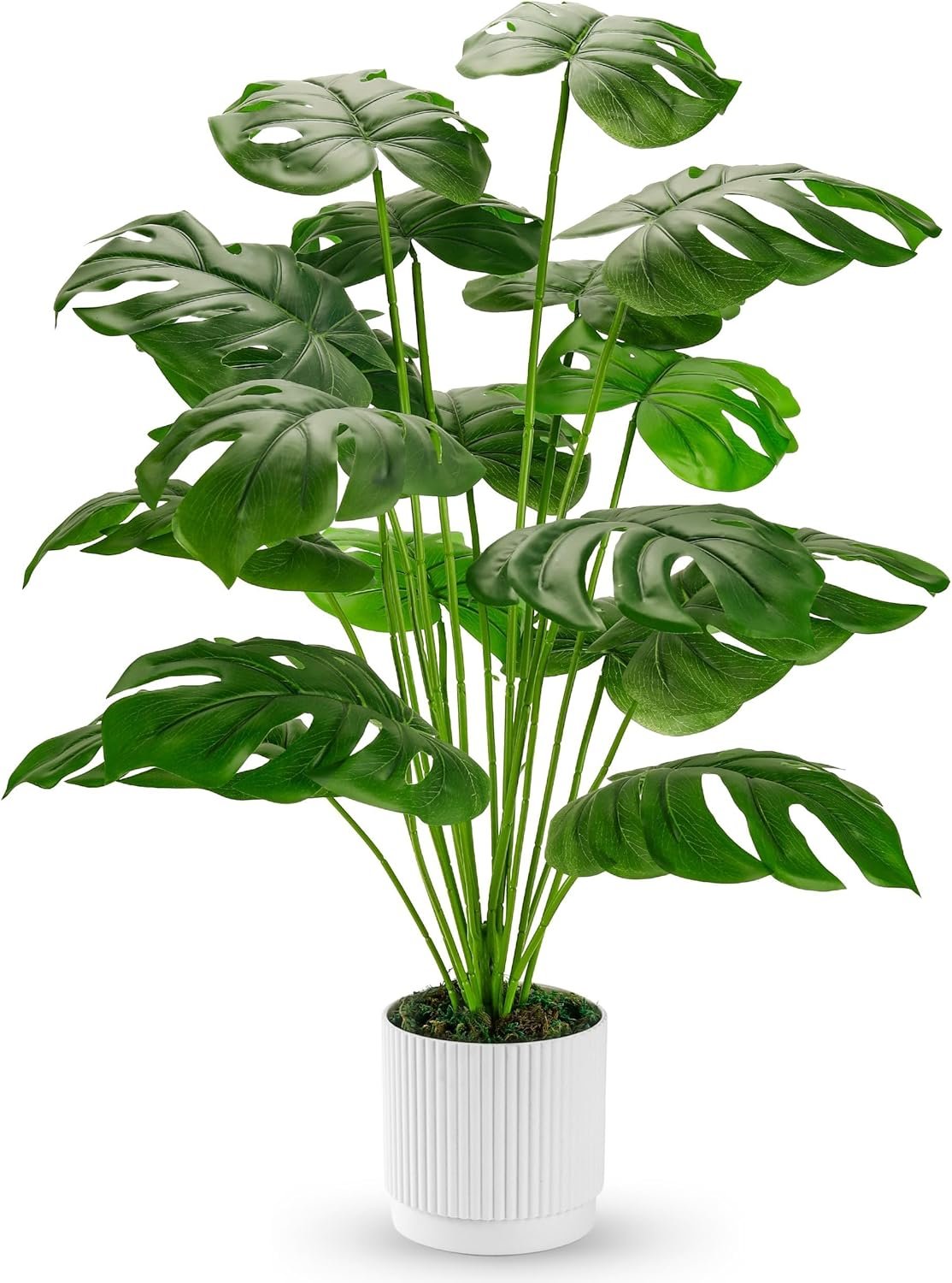 Der Rose 28″ Fake Plants Large Artificial Monstera Faux Potted Plants Indoor Tall for Outdoor Living Room House Floor Front Porch Tree Decor