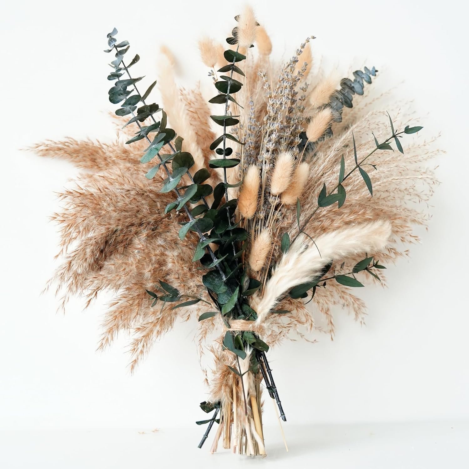 Green Pampas Grass Boho Bouquet – Exquisite Lavender and Eucalyptus Dried Flower Arrangements for Western Boho Decor – Rustic Flowers for Your Bohemian Home, Bedroom, and Wedding Table Décor
