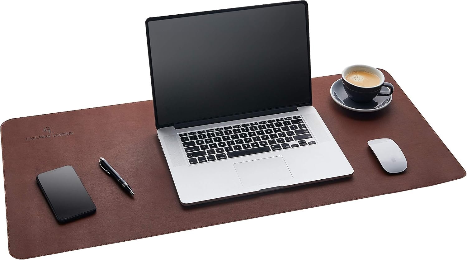 Gallaway Leather Desk Mat, Office Writing Desk Pad, Large 36″ x 17″ Dark Brown, for Top of Desks, Gift Ready Elegant Computer Desk Cover Protector PU Leather
