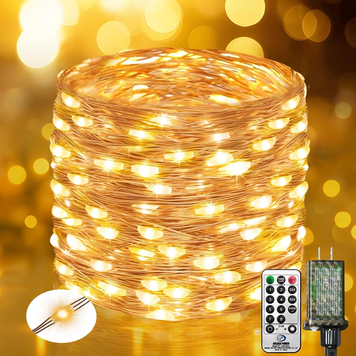 btfarm Fairy Lights Plug in with Remote, 33FT 100 LED Outdoor Twinkle Lights Waterproof with Timer, 8 Modes Indoor String Lights for Bedroom Patio Garden Wedding Christmas Decoration, Warm White