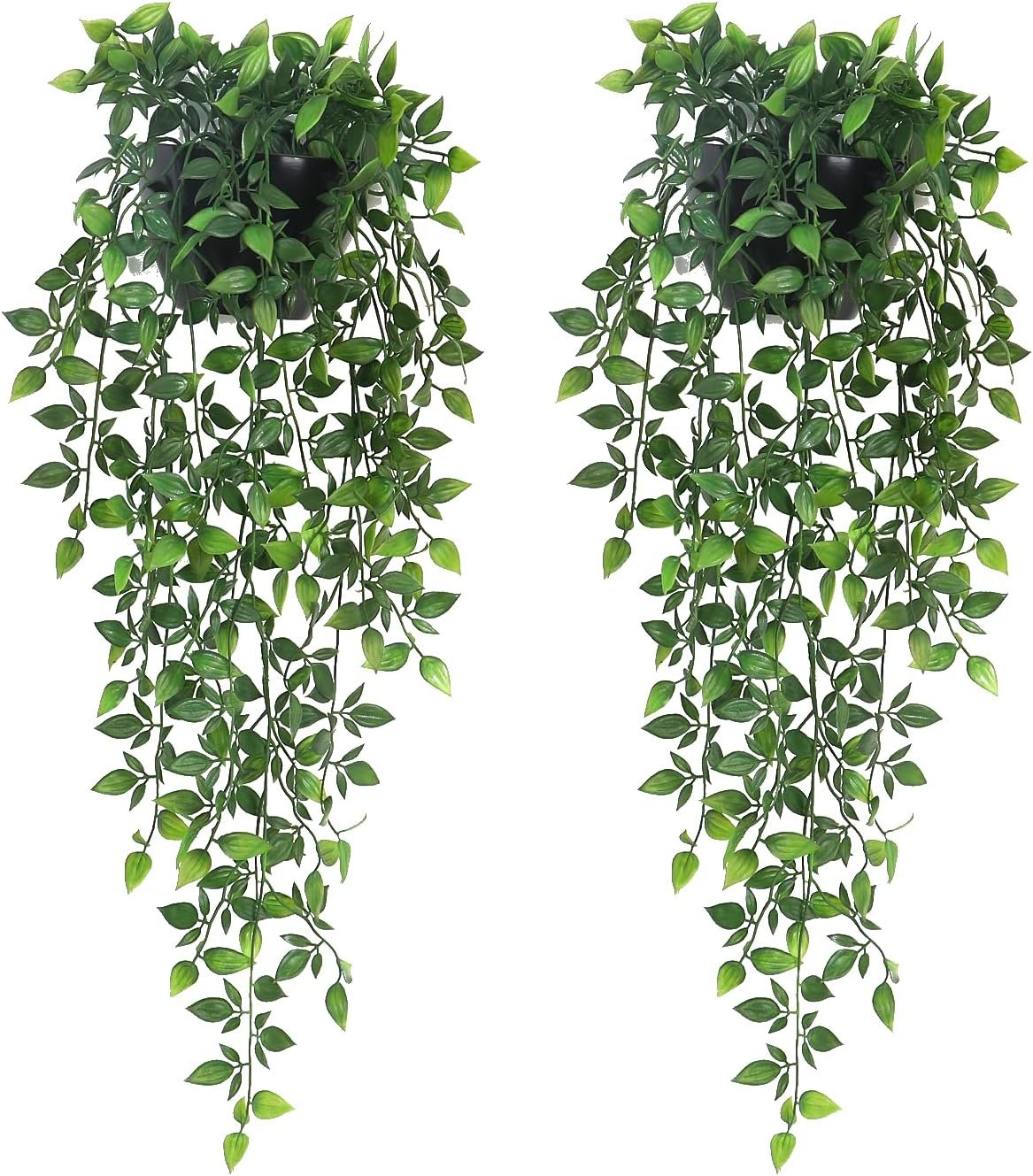 Artificial Hanging Plants,2 Pack Fake Wall Plants,Faux Mandala Vines Potted Plant,Plastic Greenery with Wall Planter for Indoor Outdoor Garden Patio Office Décor