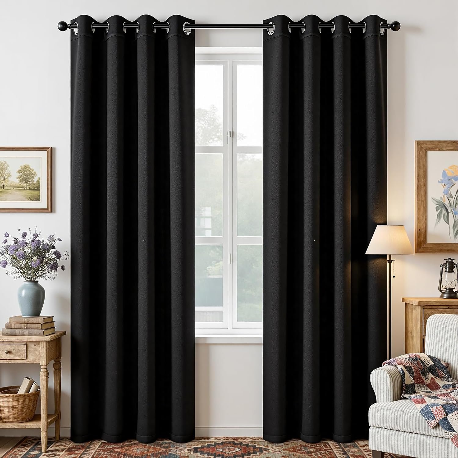 Joydeco Blackout Curtains for Bedroom 84 Inch – Black Out Curtains with Grommets Thermal Insulated Room Darkening Light Blocking, Noise Reducing & Wrinkle-Free Drapes for Living Room Windows, 2 Panels