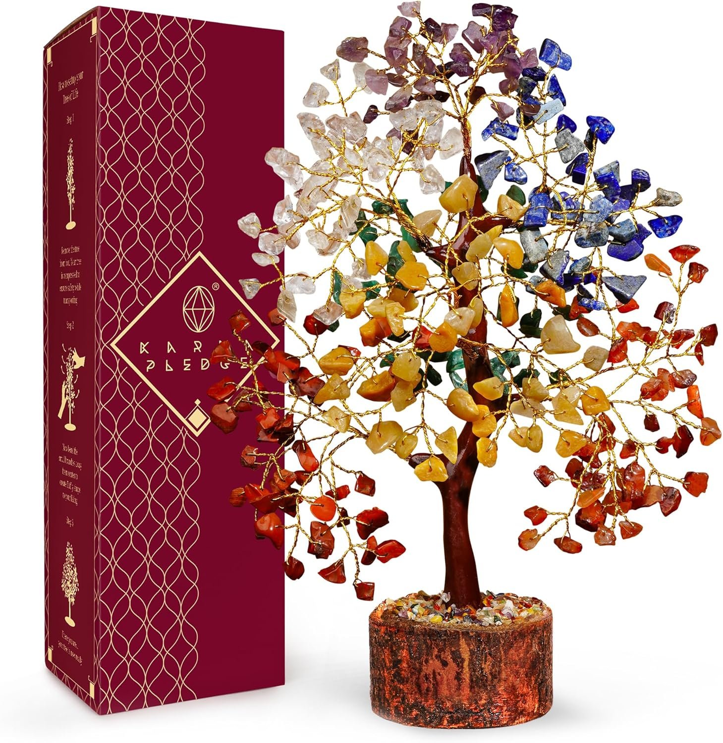 Chakra Tree of Life Birthday Gifts for Women, Mom, Sister, Friends, Handmade Healing Crystal Tree Bring Money, Positivity & Good Luck, Boho Home, Room and Office Desk Decor, Unique Graduation Gift