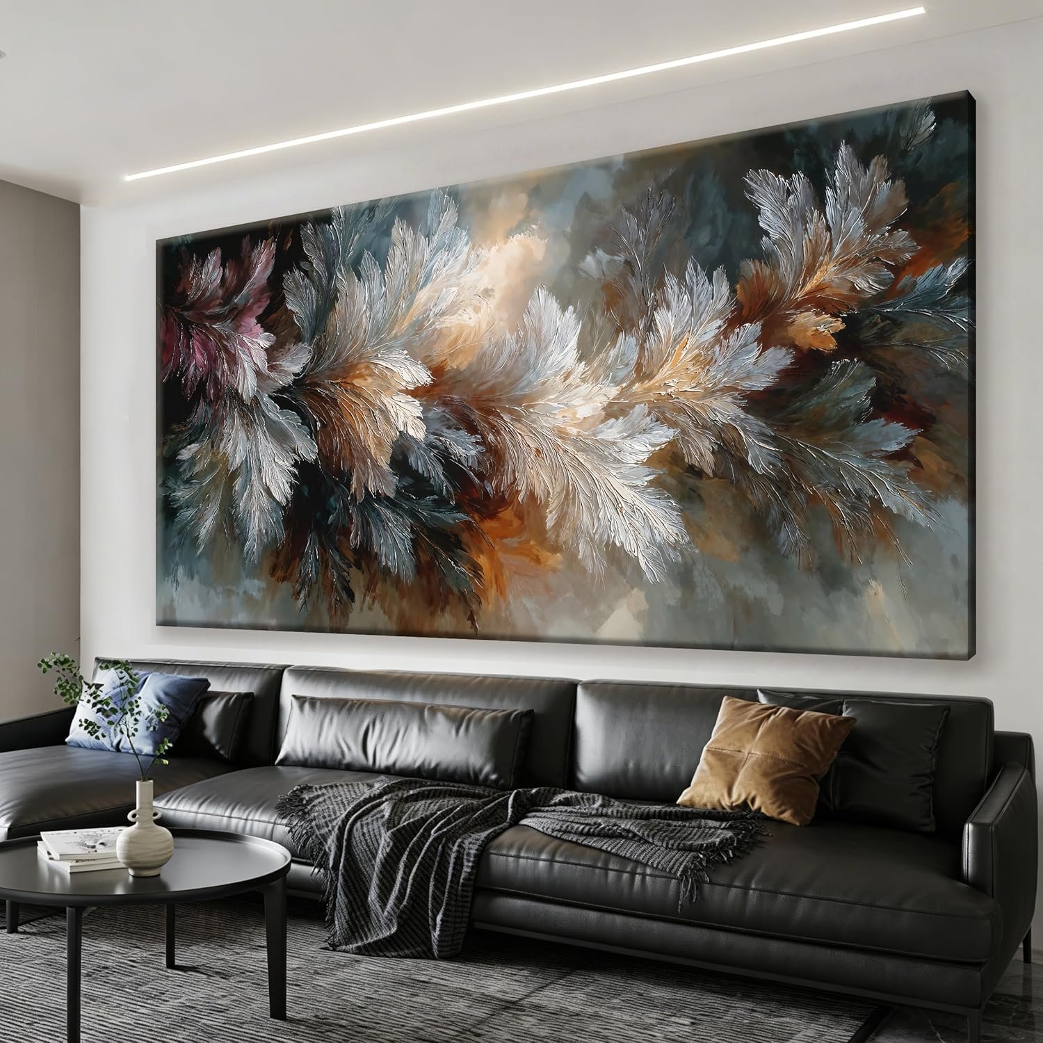 I@U Abstract Colorful Feather Wall Art Prints Modern Wall Decor For Living Room Pictures Artwork For Walls Canvas Wall Art For Bedroom Bathroom Kitchen Office Decor 20×40 Inch