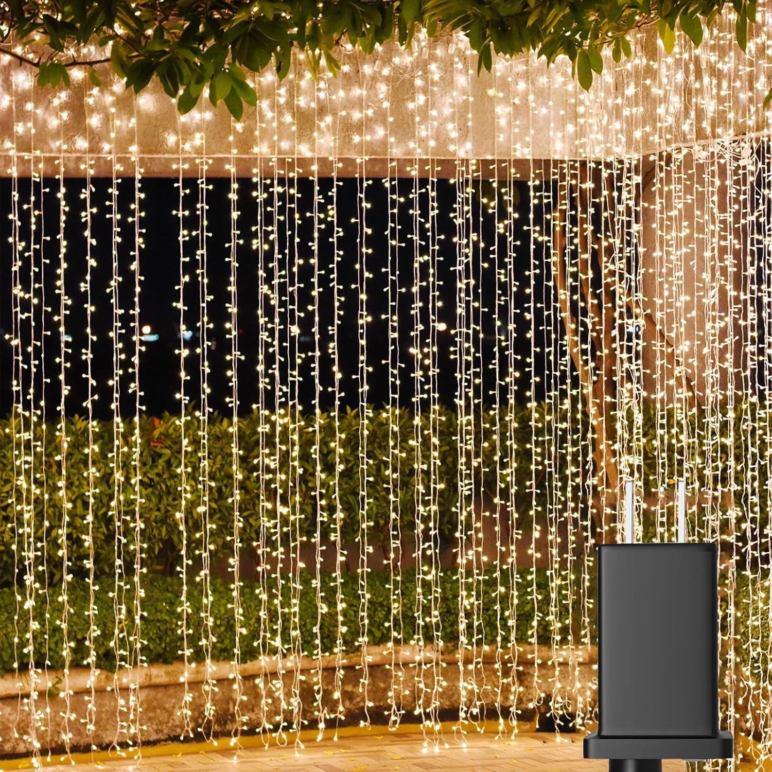 Solhice LED Curtain Lights Outdoor 40ft x10ft, 800 LED Plug in Hanging String Lights Indoor, Twinkle Lights Backdrop for Outside Backyard Patio Wedding Décor, Warm White (Not Connectable)
