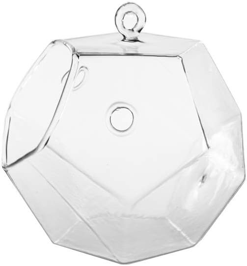 WGV Hanging Geometric Glass Terrarium, Length 5″, Width 4.75″, Height 4.75″, Dodecahedron Frameless DIY Air Succulent Planter Votive Tea Light Candle Home Garden Outdoor Decor 1 Piece