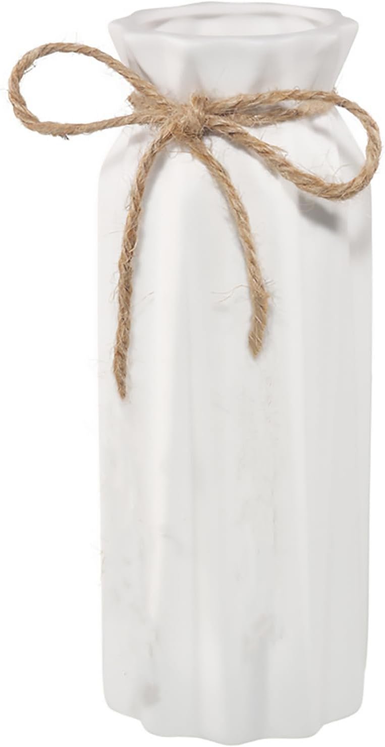 White Ceramic Vase-Flower Vase Dried Flower Vase for Modern Home Decor, Fit for Foyer Living Room Fireplace Bedroom Kitchen,Decent Gift, 8.27″ H