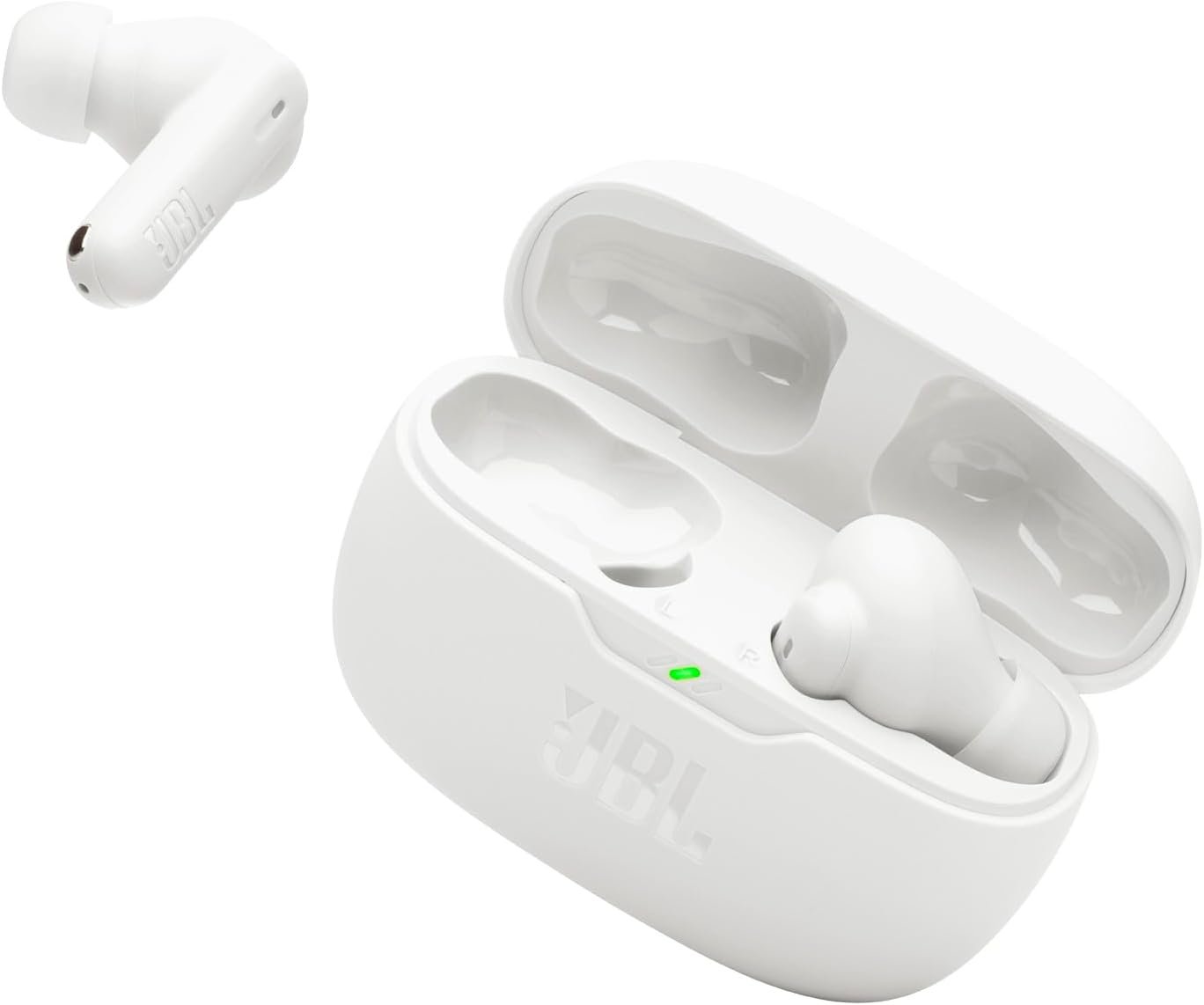 JBL Vibe Beam 2 – True Wireless Noise Cancelling Earbuds with JBL Pure Bass Sound & Smart Ambient technology, 4mics for crisp, clear calls, up to 40Hrs of Playback, IP54 Dust & Water resistant (White)