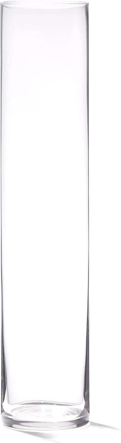 16″ Tall Cylinder Glass Vase, 3.5″ Wide – Clear Glass Vase for Centerpiece, Floor Vase, Flowers, Candle Holder, Wedding Table Decor by 4E’s Novelty