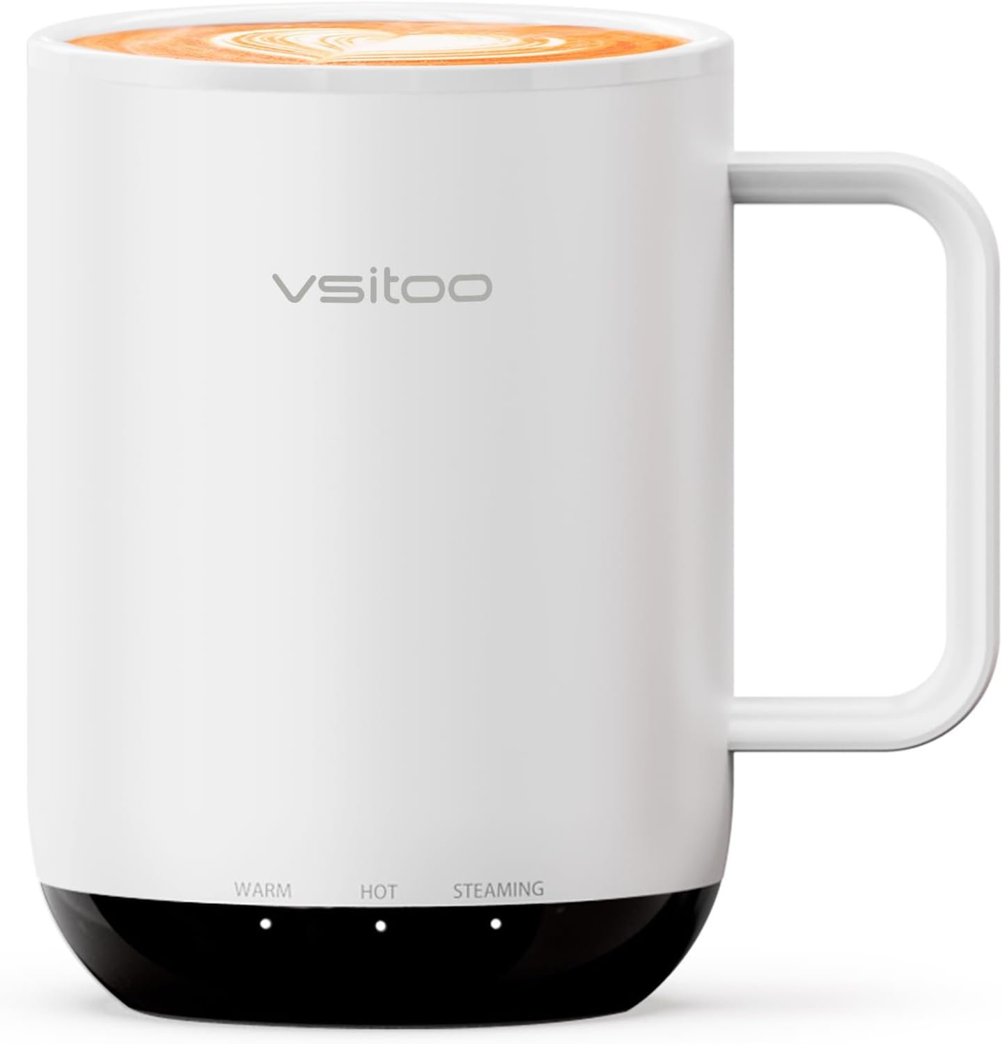 Vsitoo S3 Plus 14oz Self Heating Coffee Mug with Auto-Sensing AI – Smart Rechargeable Heated Mug, Temperature Control 120-150℉, IPX7 Waterproof, Coffee Warmer Gift for Women Men – White
