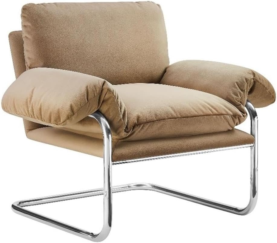 Modway Ansel Performance Velvet Accent Chair in Taupe – Stain-Resistant Velvet Lounge Chair for Living Room, Bedroom – Corner Reading Chair with Arms and Removable Cushions