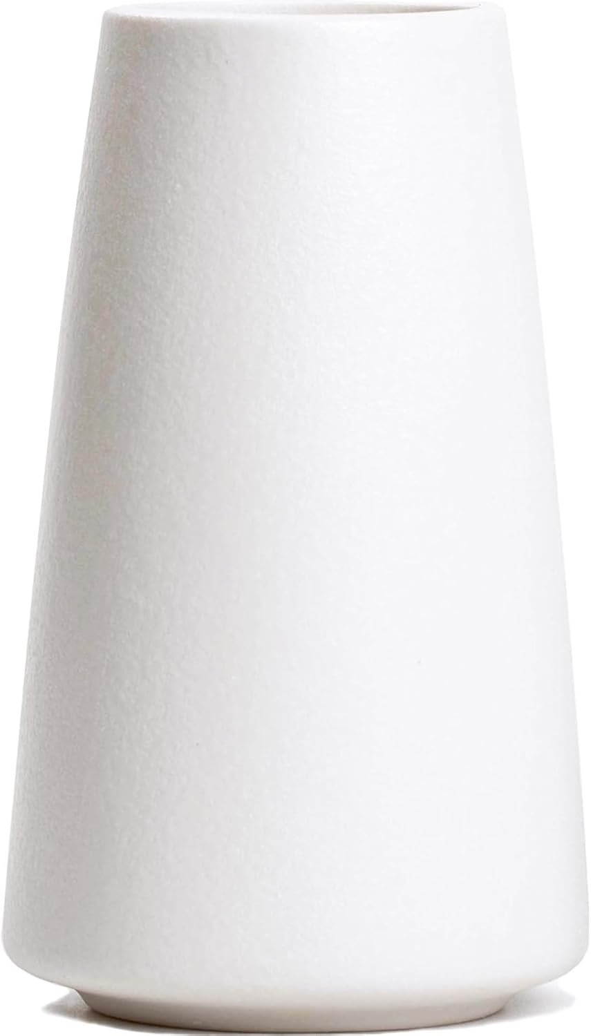 Bright White Vase – 6“ White Ceramic Flower vase, Boho Vases for Pampas Grass, Minimalist Modern vases for Home Decor, Table Shelf Living Room Farmhouse Decor