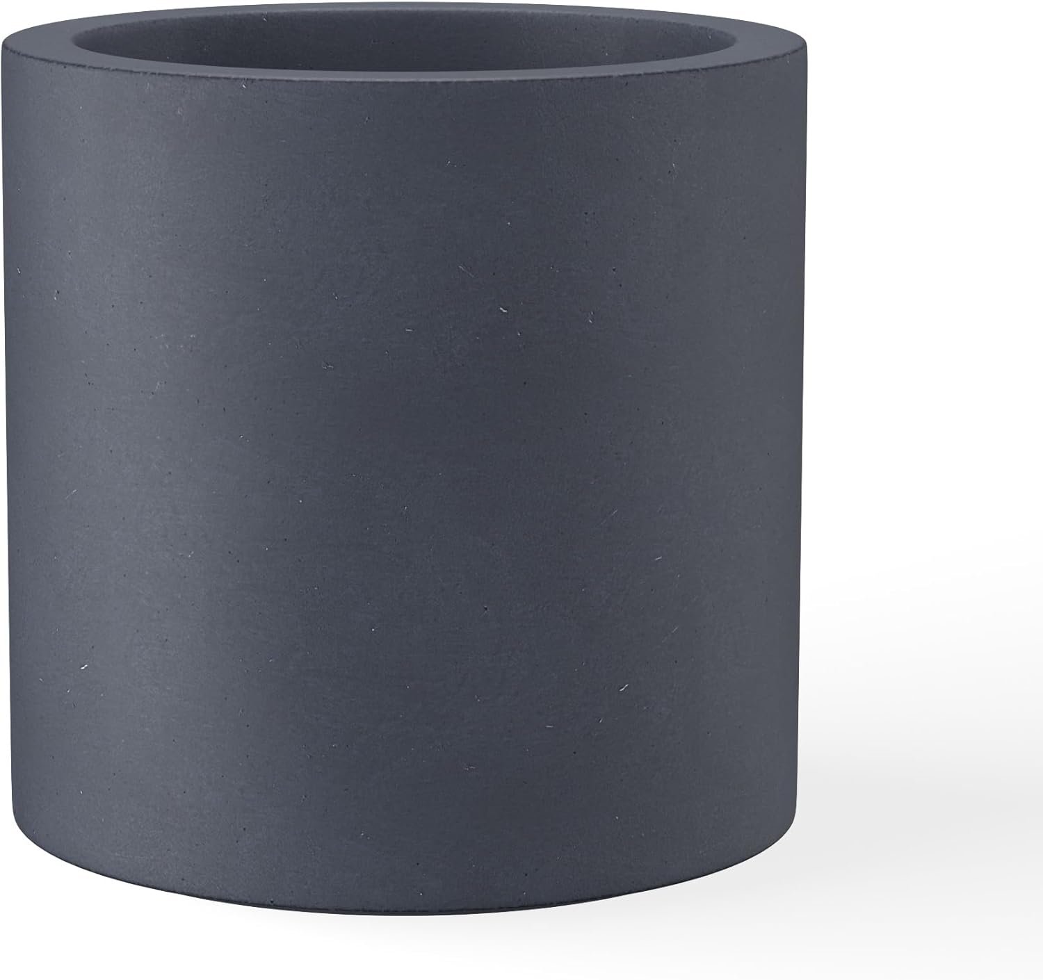 Kante 9.8″ Medium Concrete Planter, Compact Cylinder Plant Pot with Drainage Hole & Rubber Plug – Breathable Handmade Cement Container for Desk, Tabletop, Indoor Outdoor, Charcoal Gray