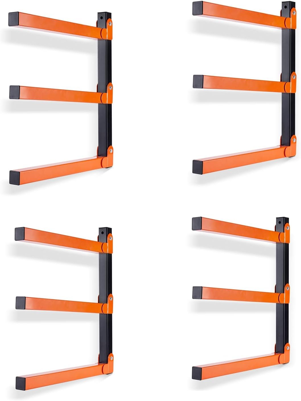 Ultrawall Wall Mount Wood Organizer and Lumber Storage Metal Rack with 3-Level – Indoor & Outdoor Use, 4 Pack