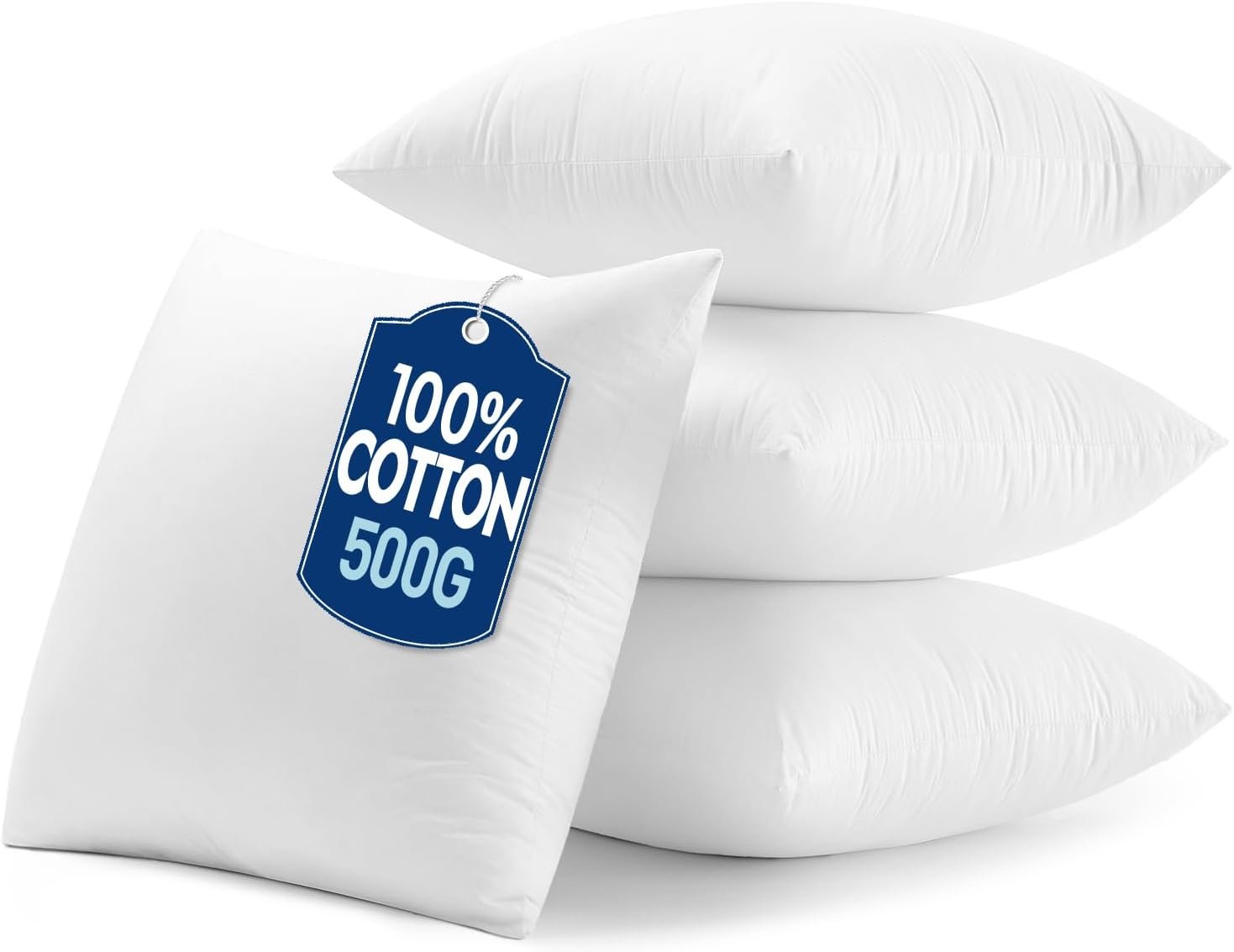 MIULEE 18×18 Pillow Inserts with Cotton Cover,Set of 4 100% Virgin Microfiber Throw Pillows for Couch Sofa and Bed