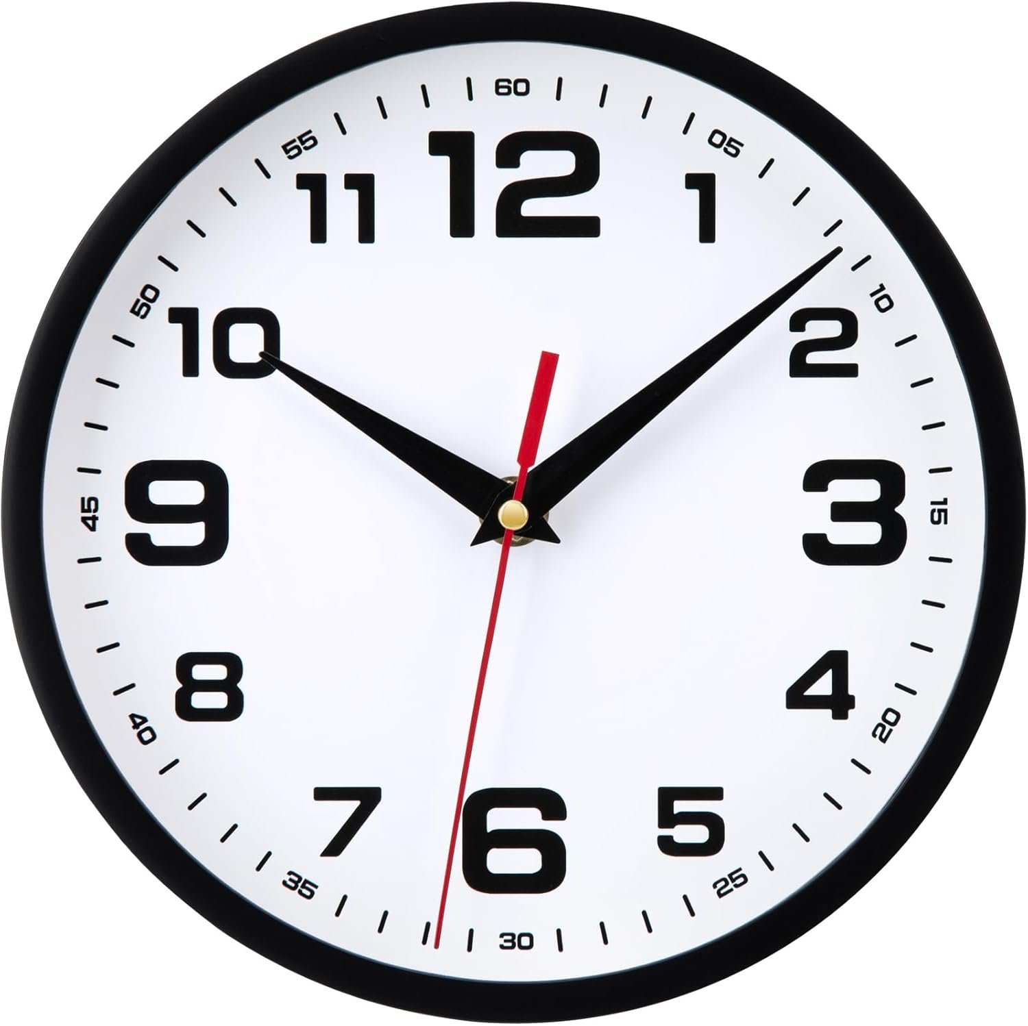 Wall Clock Silent Non-Ticking Modern Clocks Battery Operated 8 Inch Small Analog Clock Decorative for Living Room Bedroom Kitchen Office Decor (Black)