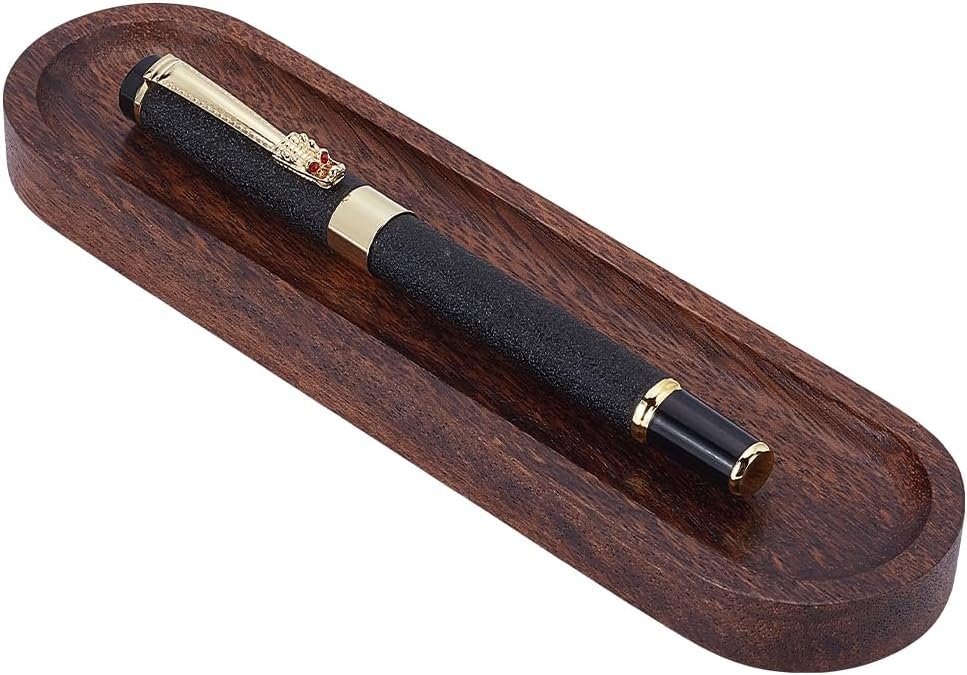 UNICRAFTALE Walnut Wood Desk Pen Tray Office Desk Organizer Minimalist Pencil Holder for Writing Instrument Rest Work Student Teacher Gift 7.48″x1.96″