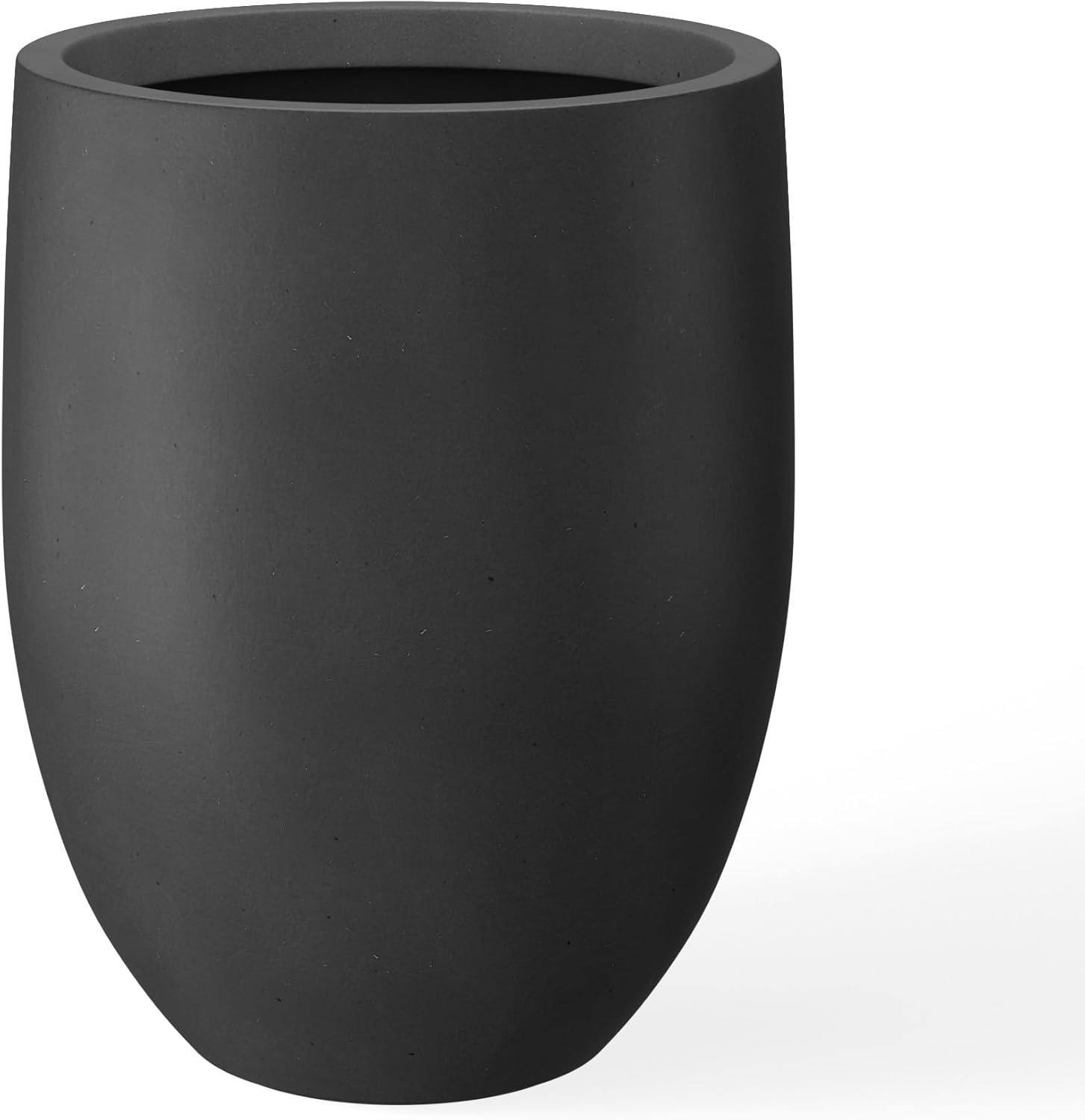 Kante 21.7″ H x 16.9″ W Large Concrete Planter, Tall Tapered Plant Pot with Drainage Hole & Rubber Plug – Deep Black Handmade Cement Container for Indoor Outdoor, Patio, Corner Statement Piece
