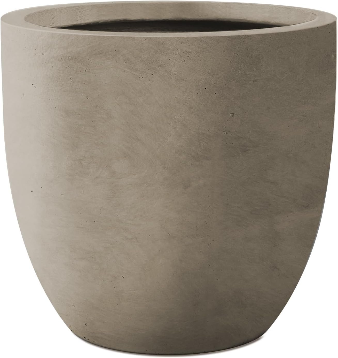 Kante 13.4″ Dia Round Concrete Planter, Large Outdoor Modern Indoor Decorative Plant Pots with Drainage Hole and Rubber Plug for Home and Garden, Weathered Concrete