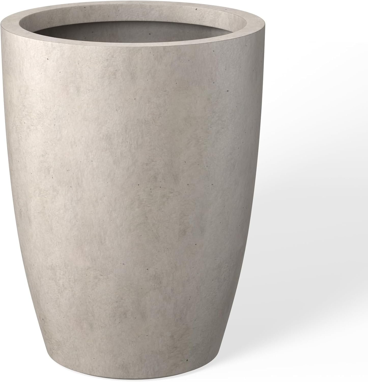 Kante 18.1″ H Tall Round Concrete Planter for Outdoor Indoor, Modern Decorative Plant Pots with Drainage Hole & Rubber Plug for Home & Garden Weathered Concrete