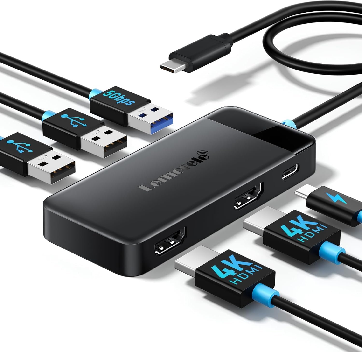 Lemorele Docking Station Dual Monitor, 6 in 1 USB C Hub Multiport Adapter w/2 HDMI 4K, 5Gbps USB3.0 & 2 USB2.0, 100W PD Charging – USB C Dock for Laptop Dell/Lenovo/HP/MacBook/Surface – Plug and Play