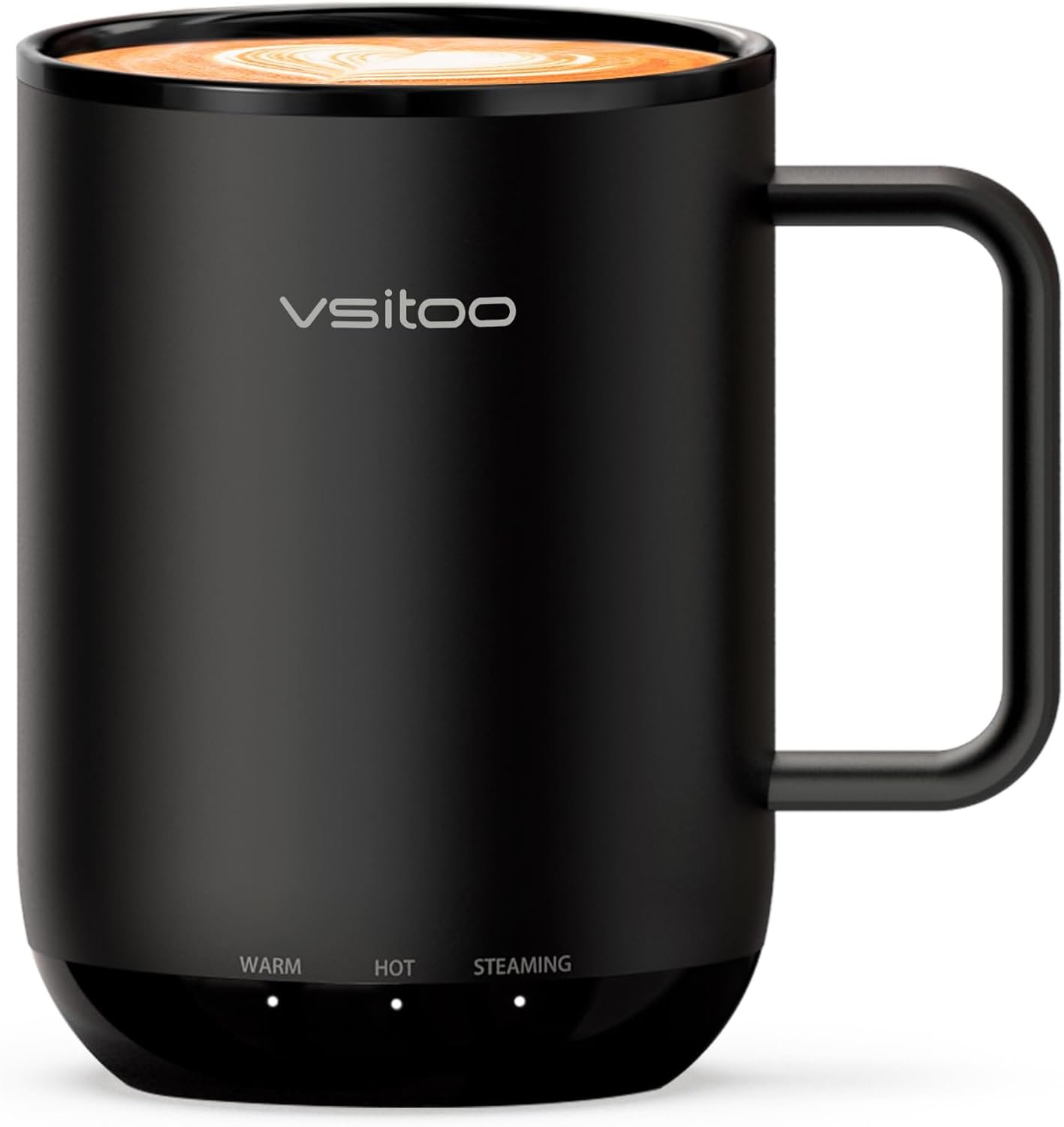 Vsitoo S3 Plus 14oz Self Heating Coffee Mug with Auto-Sensing AI – Smart Rechargeable Heated Mug, Temperature Control 120-150℉, IPX7 Waterproof, Coffee Warmer Gift for Women Men – Black