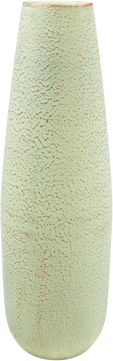 Hosley 16-Inch High Metal Vase for Home Decor-Light Green with Gold Brushing, Ideal Room and Bedroom Decor, Perfect for Dried Flowers, Floral Arrangements, Weddings, Office Decor, Wedding Gift