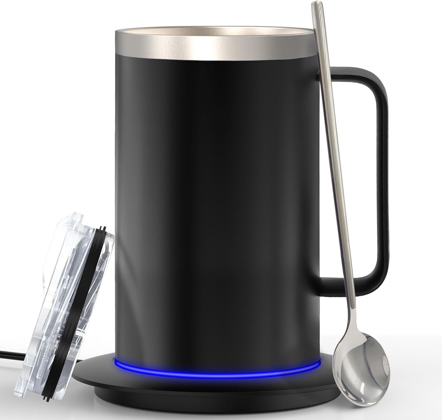 Smart Temperature Control Coffee Mug for Desk,Heated Cup with 10Hrs Auto Shut Off, USB Powered Mug Warmer Set (17oz-Black)