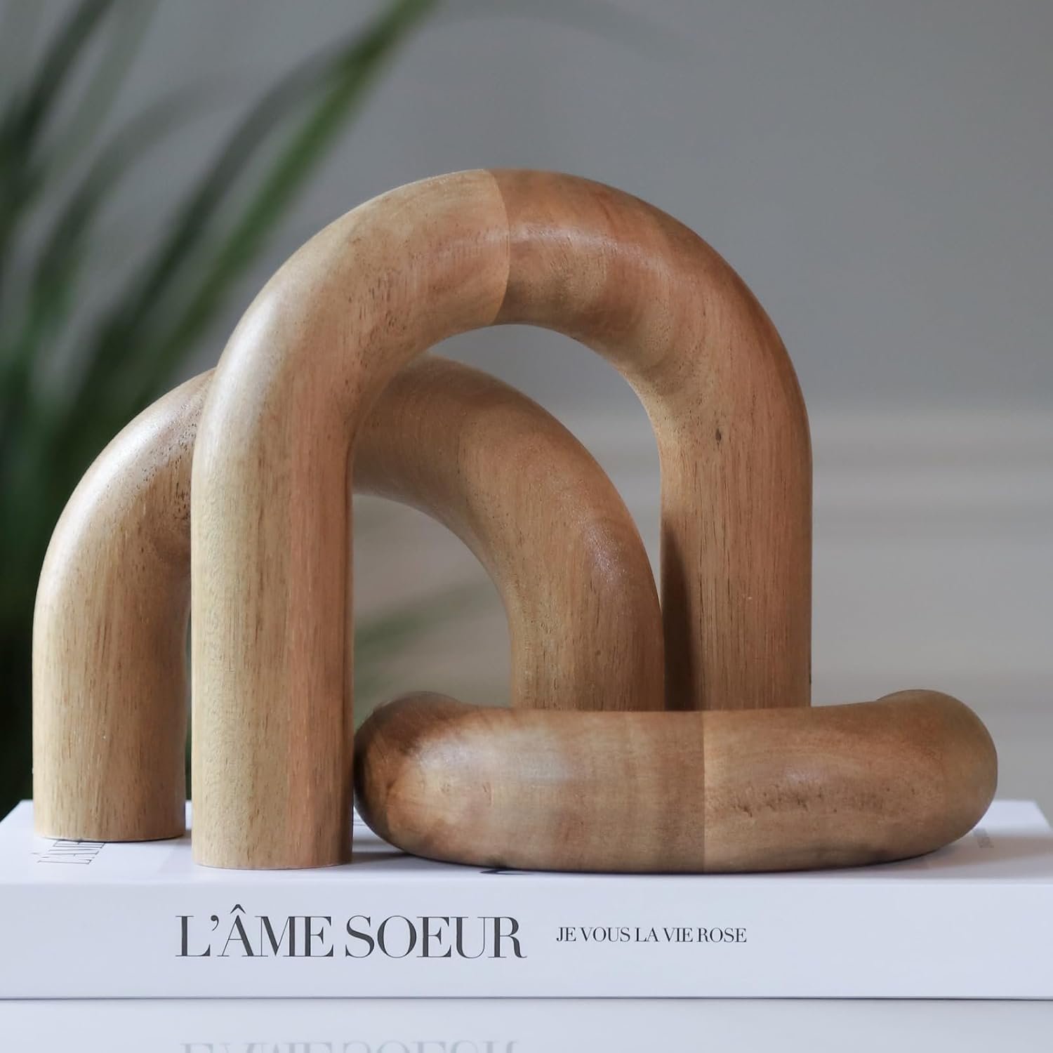 Wooden Arch Decor Set of 3 – Shelf Decor Aesthetic for Coffee Tables, Bookshelves, & Entryways – Acacia Wood Japandi Home Decor Accents – Modern Decorative Objects