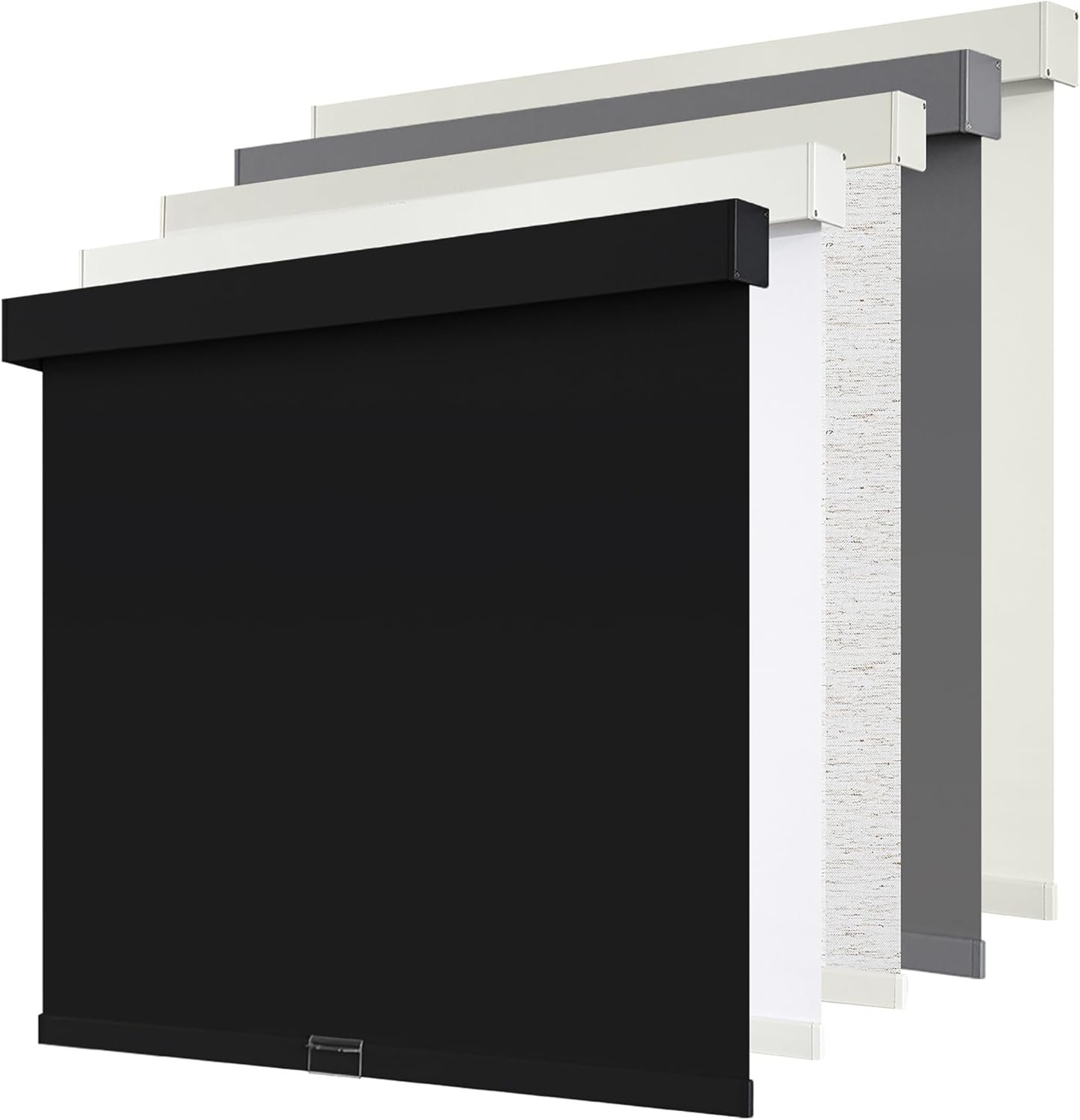 SUNOFF Cordless Blackout Roller Shades Blinds for Windows Free-Stop,Pull Down Room Darkening with Valance,Thermal Insulated Woven Fabric Window Door Blinds for Home,Office,Black 20″ W x 72″ H