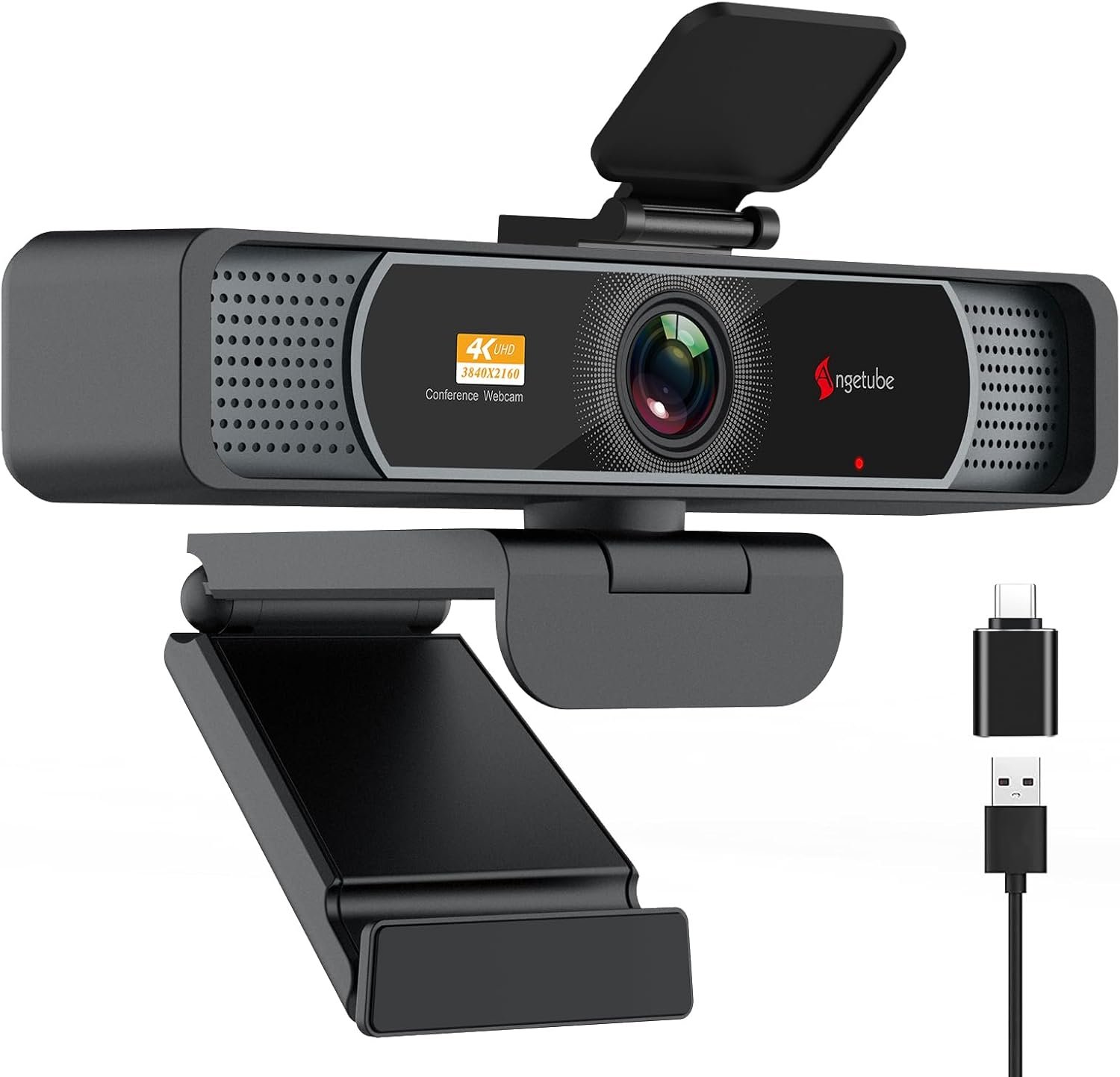 Angetube Wide Angle 4K Webcam for PC – 120° FOV, PDAF Autofocus, 2 Noise-Cancelling Mics, 1080P@60FPS, Auto Light Correction, USB-A/C, Privacy Cover, Video Conference Camera for Mac Laptop and Desktop