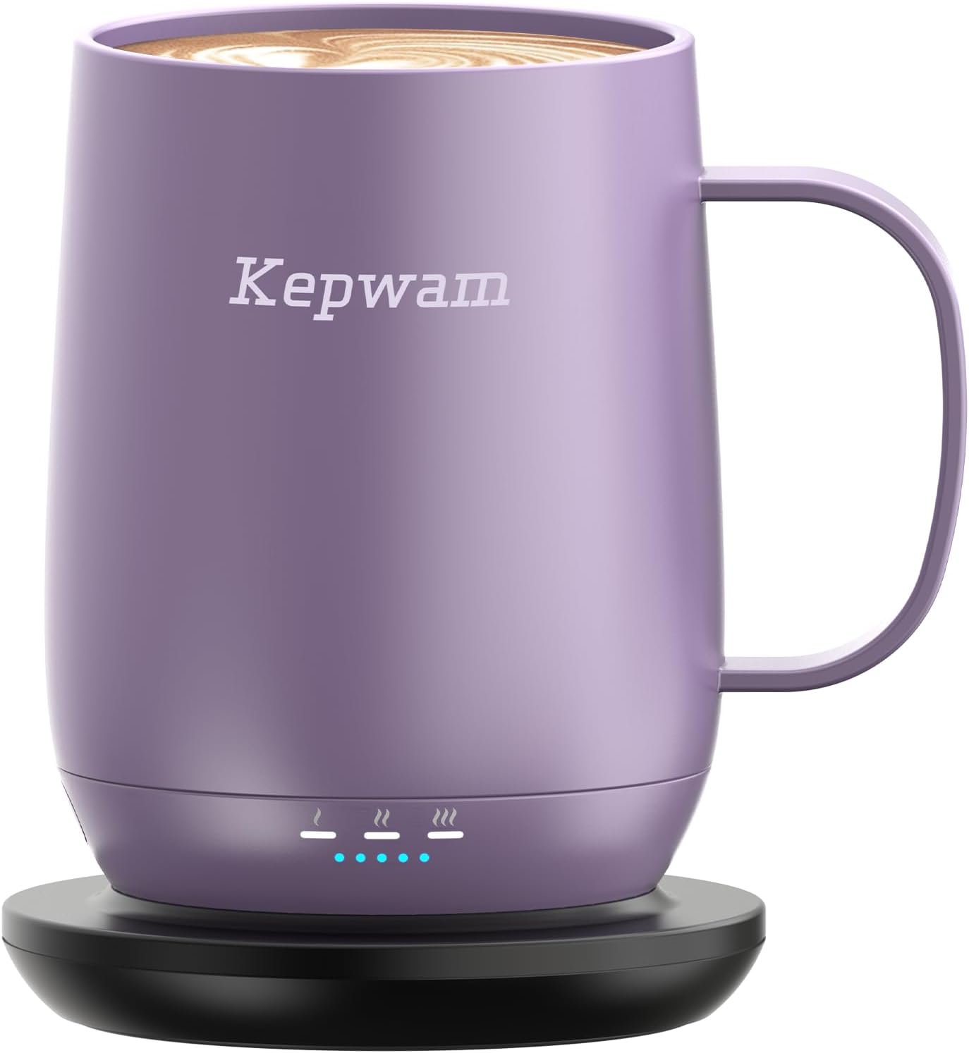 Kepwam Self Heating Coffee Mug T2, 16oz Smart Heated Coffee Mug, 150 Min Battery Life – Hot up to 149℉ Temperature Control Coffee Mug Warmer, Gifts for Dad Mom (No APP)