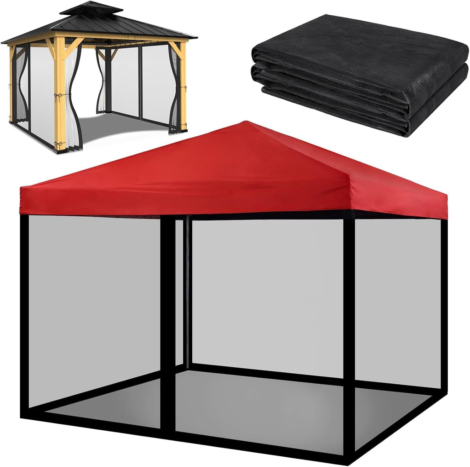 Tappio 10×10 Mosquito Net with Zipper for Patio Camping Gazebo and Canopy Tent, Outdoor Gazebo Replacement Mosquito Netting Tent Screen Wall, Ultra Fine Mesh(Only Net No Frame)