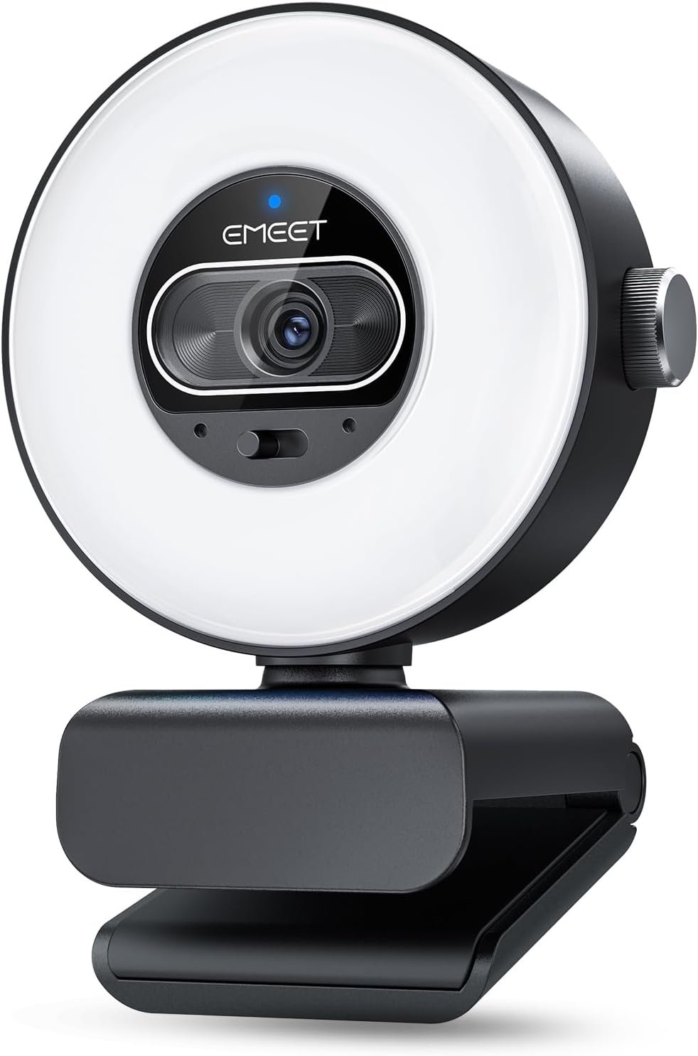 EMEET S600L 4K Webcam for Streaming with Ring Light, 4 Lighting Modes, Rainbow Effect, 1/2″ Sensor, AI Imaging, 0.2S PDAF, 2 Mics, Dial Control, 4K Webcam with Light for OBS/Twitch/YouTube/Zoom/PC/Mac