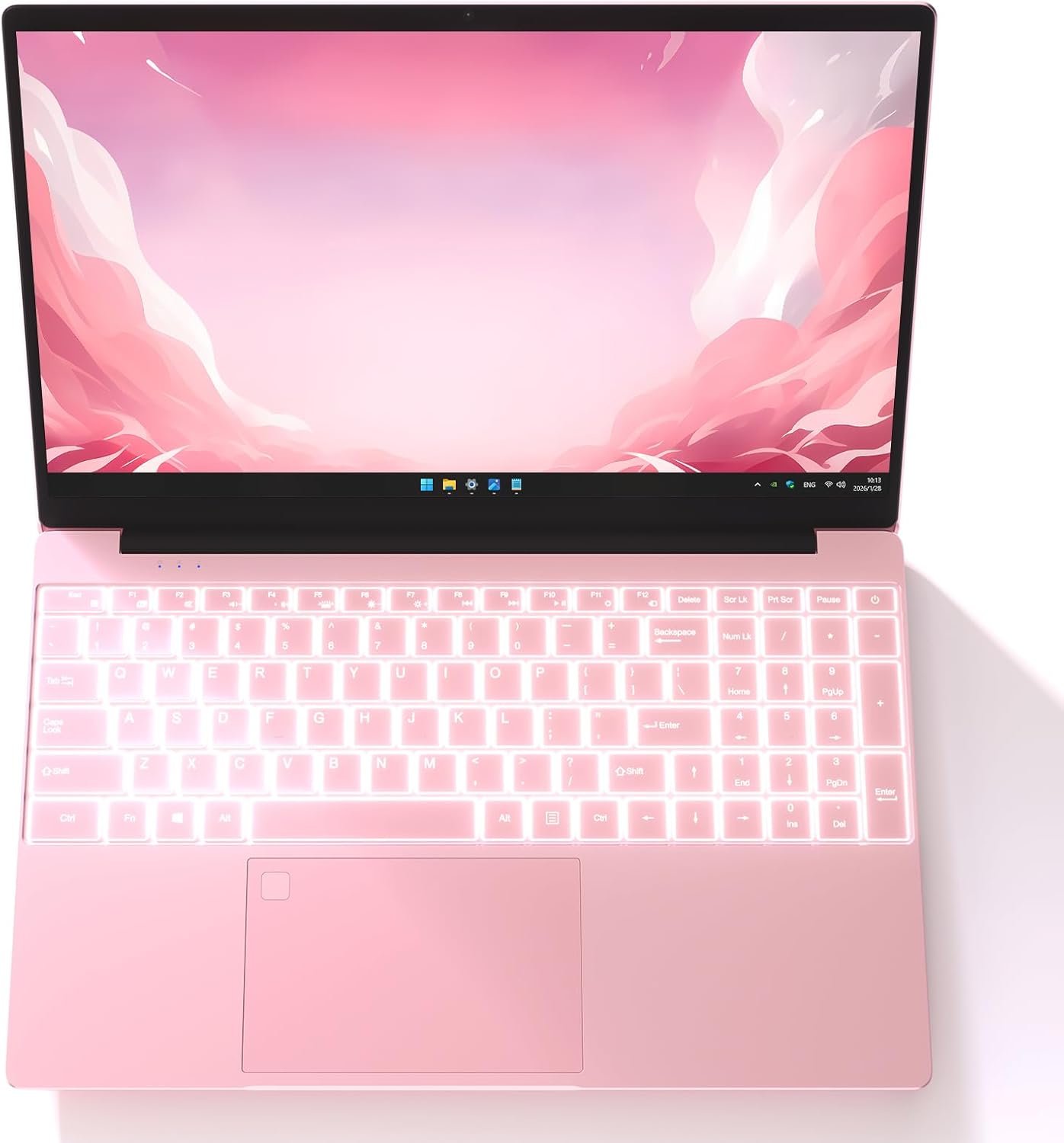 Auusda Business Laptop Computer for Work, Notebook PC for College Students, 15.6″ FHD Display, 4-Core Processor, Backlit Keyboard, Fingerprint ID, Up to 10TB Storage, 32GB DDR4 RAM, 1TB NVMe, Pink