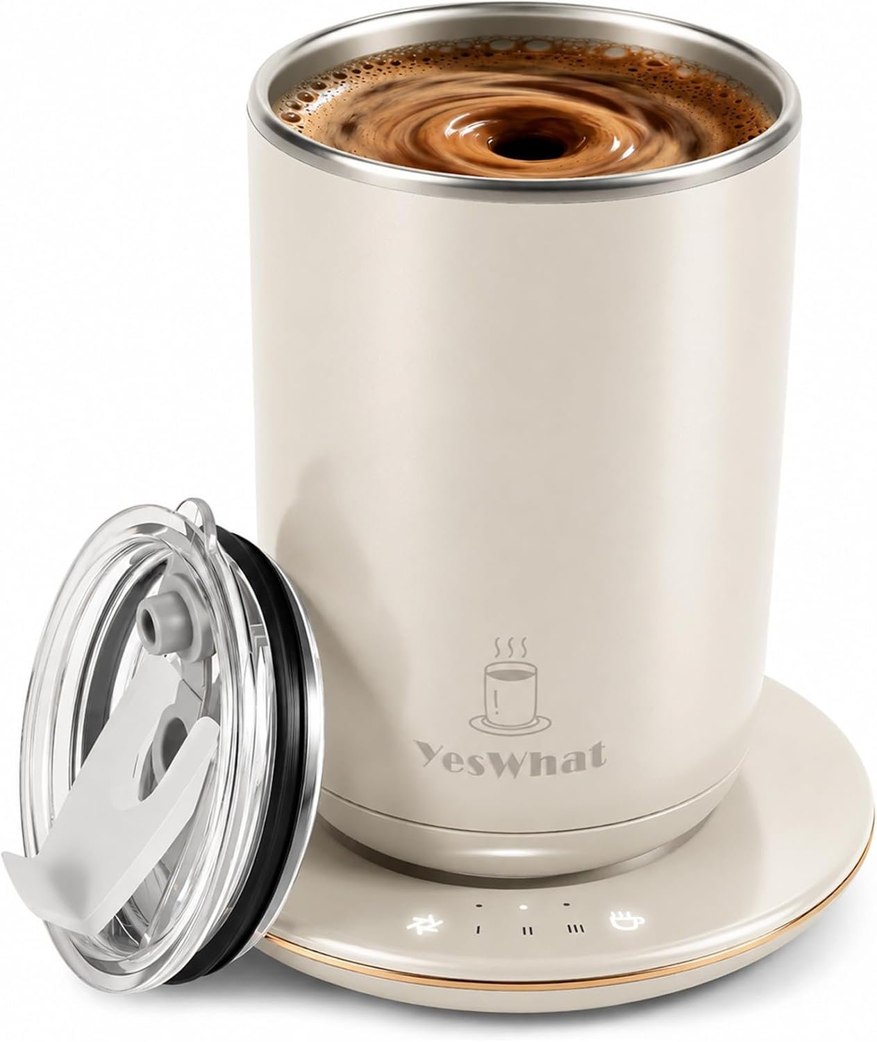 Yeswhat Self Heating and Stirring Coffee Mug,10 oz Temperature Control Mug | Electric Coffee Cup for Desk Auto Shut Off Warming Mug Gifts for Coffee Lovers