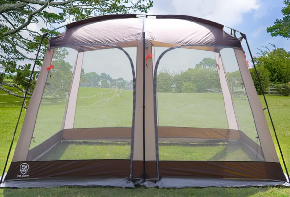 EVER ADVANCED 12′ x10′ Screen House Tent Netted Canopy Mesh Tents for Camping 8-10 Person Sun Shelter