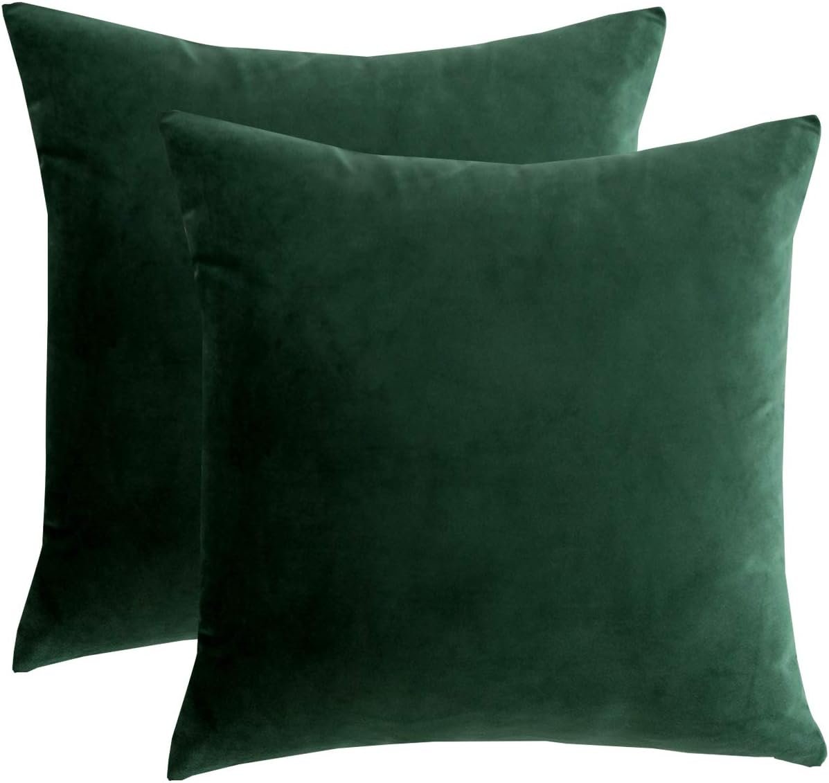 RainRoad Dark Green Decorative Throw Pillow Covers Cushion Cover Pillow Case for Sofa Couch Bed Chair,Soft Square Dark Green Throw Pillows 18×18 Inch,Set of 2