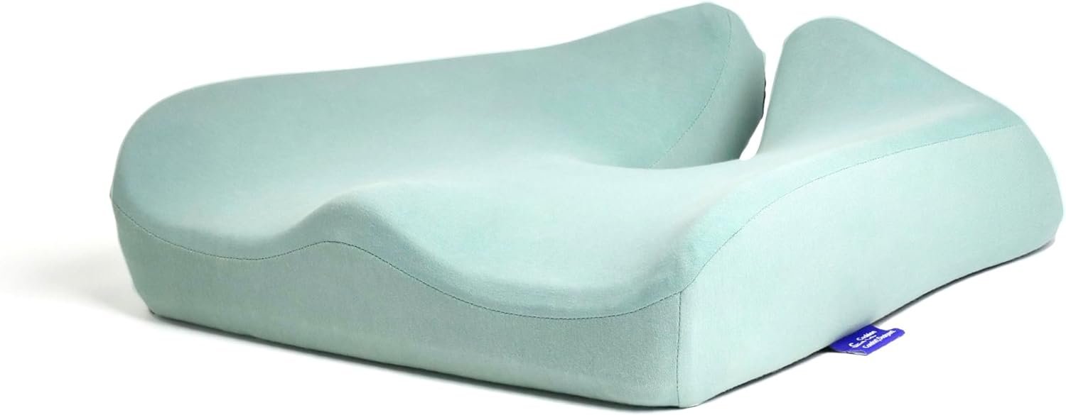C CUSHION LAB Patented Pressure Relief Seat Cushion for Long Sitting Hours on Office/Home Chair, Car, Wheelchair – Extra-Dense Memory Foam for Hip, Tailbone, Coccyx, Sciatica – Wellness Green