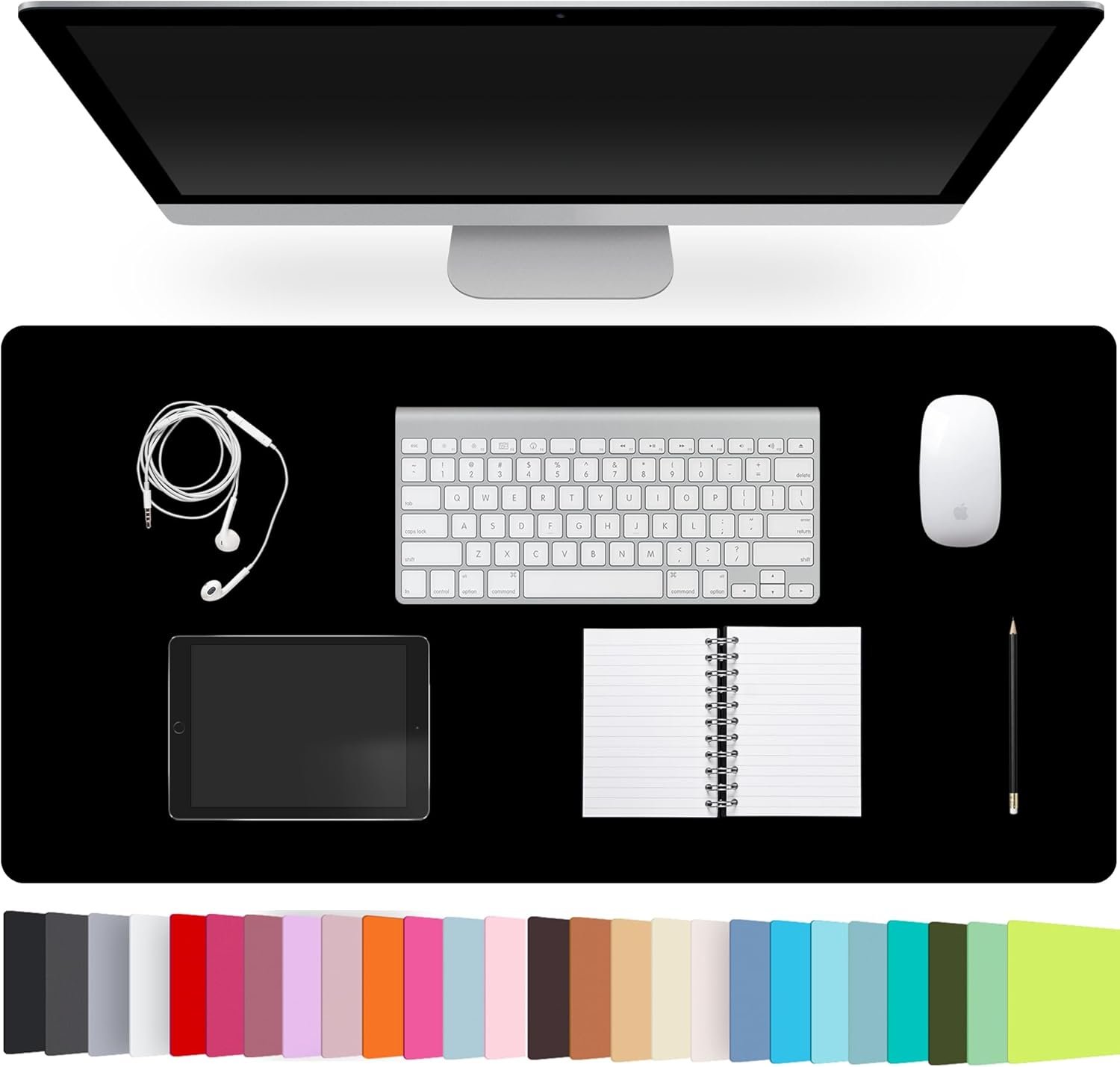 Leather Desk Pad Protector,Non-Slip Desk Pad,on-Slip PU Leather Large Mouse Pad,Easy Clean Desk Protecor Mat,Writing Pad for Office Work/Home/Decor(Black, 23.6″ x 13.7″)