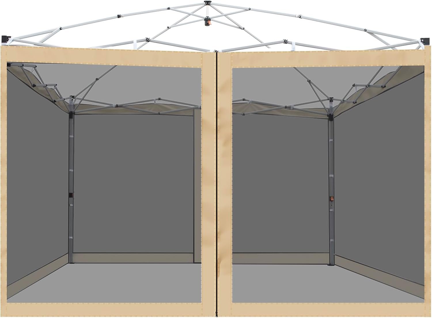 Canopy Mosquito Net for 10×10 Pop up Canopy Gazebo Tent, Replacement Netting Screen Mesh Sidewalls for Patio, Backyard, Camping, Outdoor Use (Net Only, Frame Not Included) (Beige)