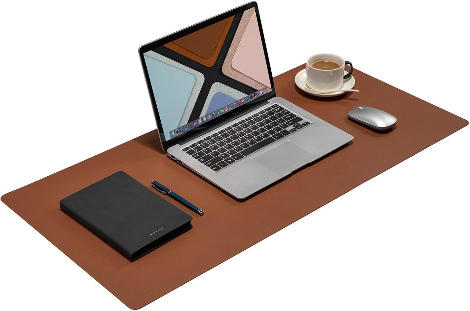 Desk Pad Blotter,Wolaile 36×17 in Large PU Leather Mouse Pad,Waterproof Non-Slip Writing Desktop Protector Mat,Office Desk Accessory,Brown