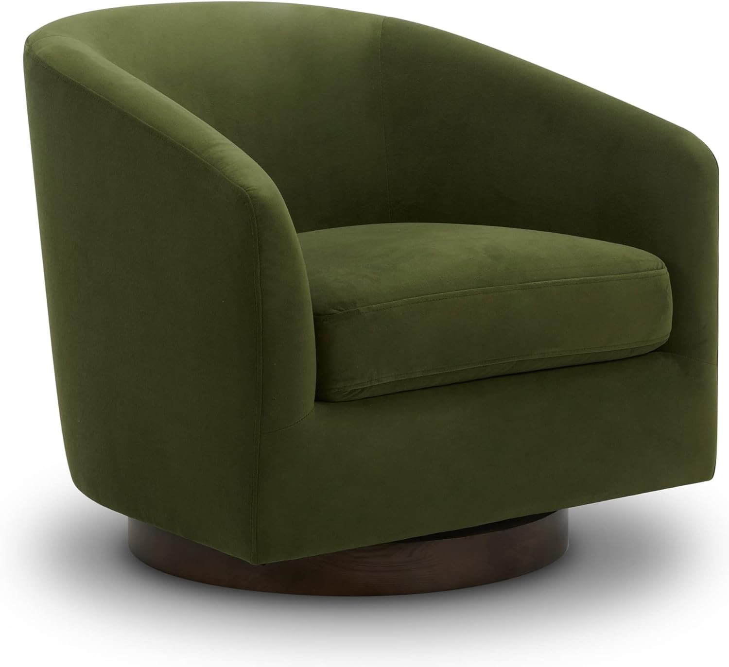 CHITA Swivel Accent Chair, Fully Assembled Velvet Barrel Armchair with FSC Certified Upholstered for Living Room, Bedroom and Office, Forest Green