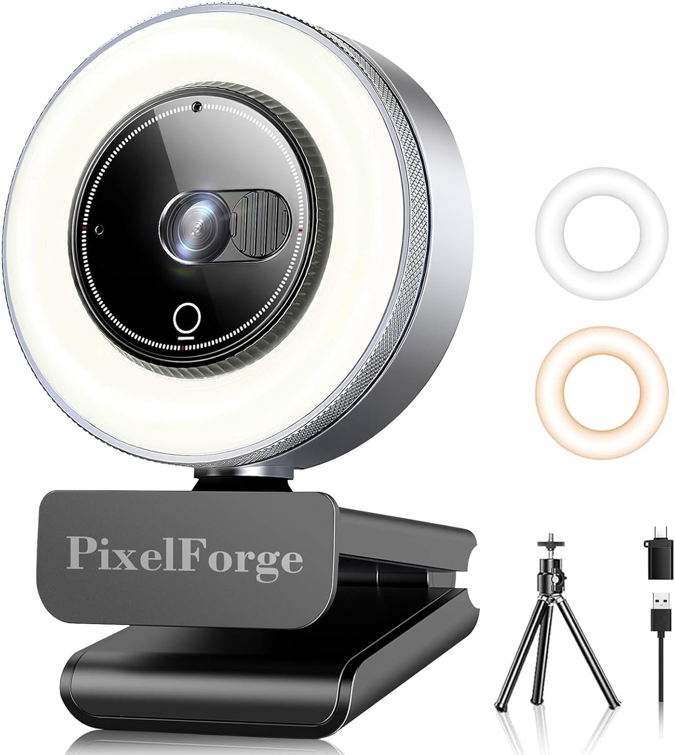 4K Webcam for PC with Microphone & Light & Privacy Cover, Web Camera for Desktop Computer/Laptop/Monitor/Mac, 4K UHD Sony Sensor, PDAF Auto Focus, Dual AI Noise-Cancelling Mics, USB Camera