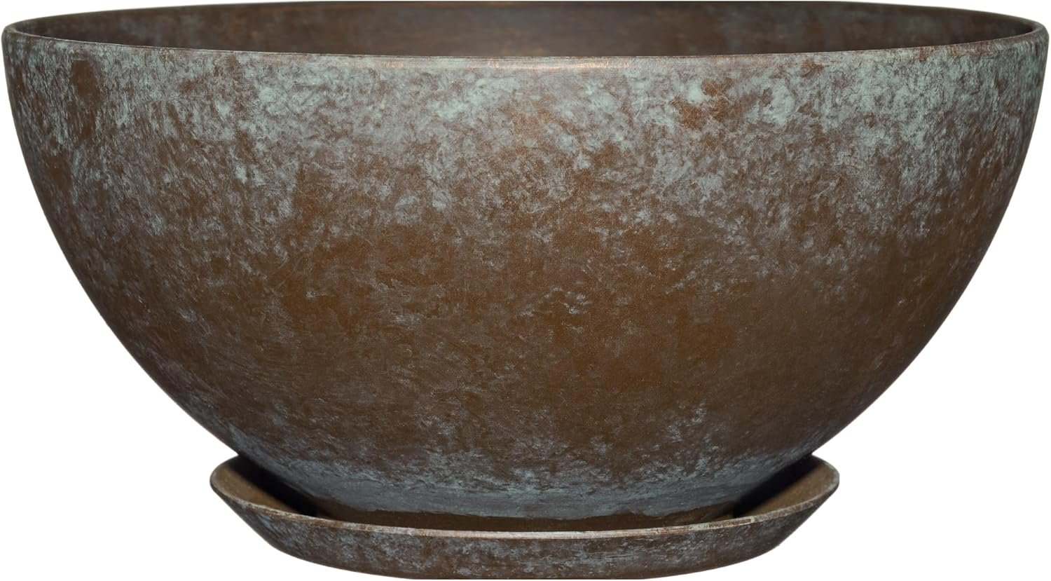 Classic Home and Garden by Growscape Rosie Modern Planter w/Drainage – Contemporary Planter Bowls – Shallow Round Vases for Small Plants – Versatile Indoor & Outdoor Pots (10” Weathered Copper)