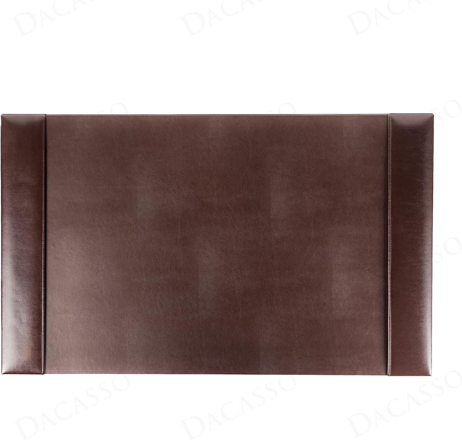 DACASSO Bonded Leather Desk Pad with Side Rails – Luxury Leather Desk Blotter for Writing (30 x 18, Brown)