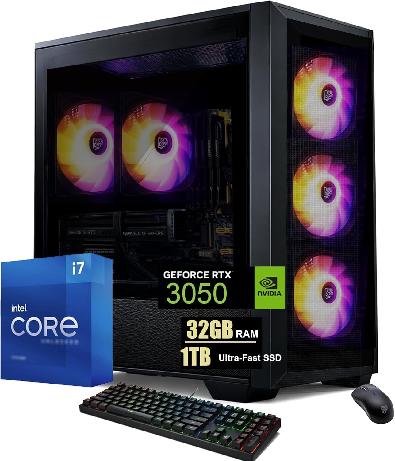 Gamer Xtreme Gaming PC X1, Intel Core i7, 32GB DDR RAM, 1TB Ultra-Fast SSD, GeForce RTX 3050 6GB GDDR6 (Intel Core i7 | RTX 3050, 32GB RAM | 1TB NVMe SSD)