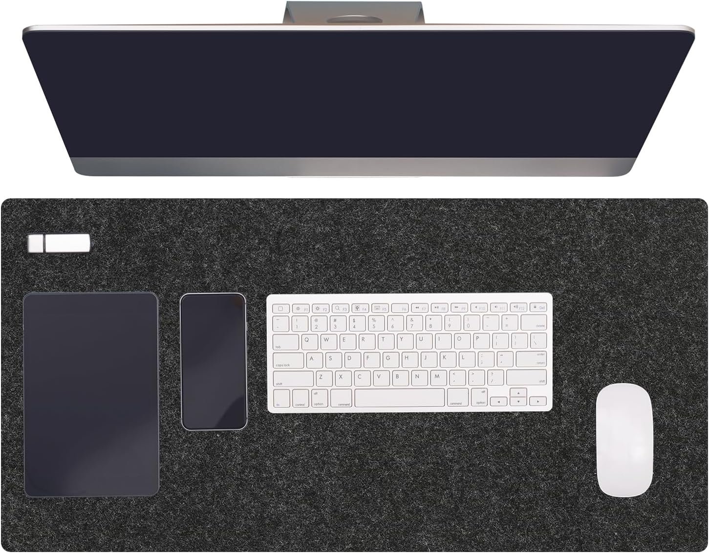 PATIKIL 31.5″ x 15.7″ Large Felt Desk Pad Protector, Upgrade Non-Slip Desk Mat Full Table Mouse Pad Keyboard Mats for Laptop Computer Writing Desk Table Gaming Home, Dark Gray